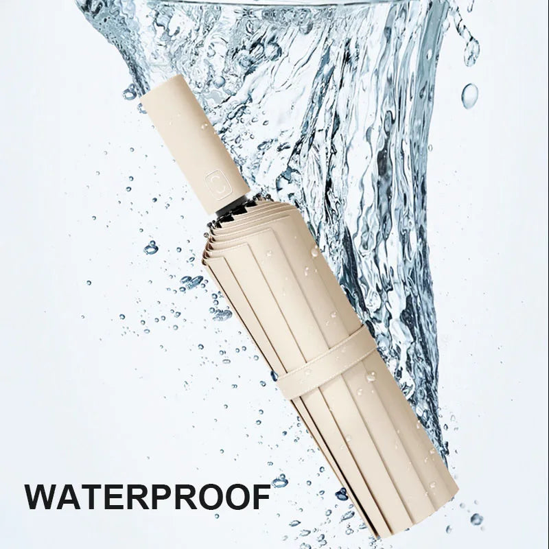 Large 24 Bone Solid Color Automatic Umbrella
