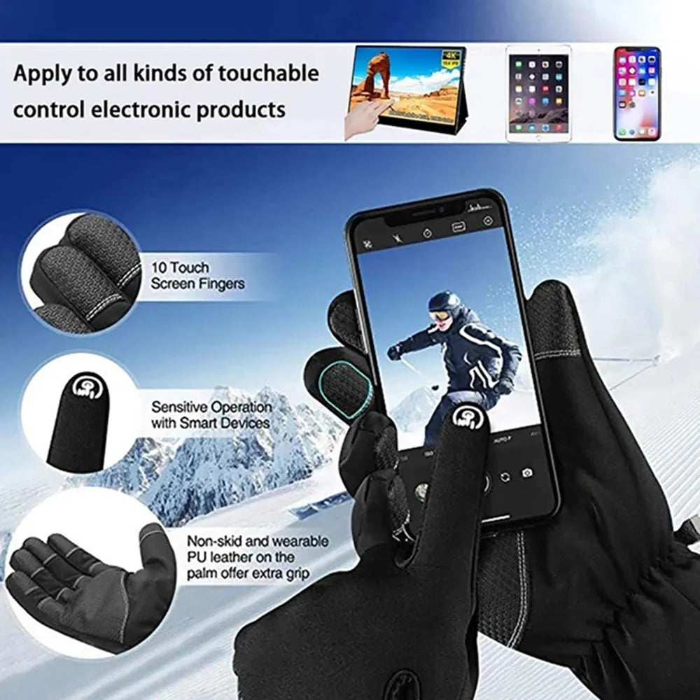 Cycling Gloves Moto Gloves Winter Thermal Fleece Lined Winter Water Resistant