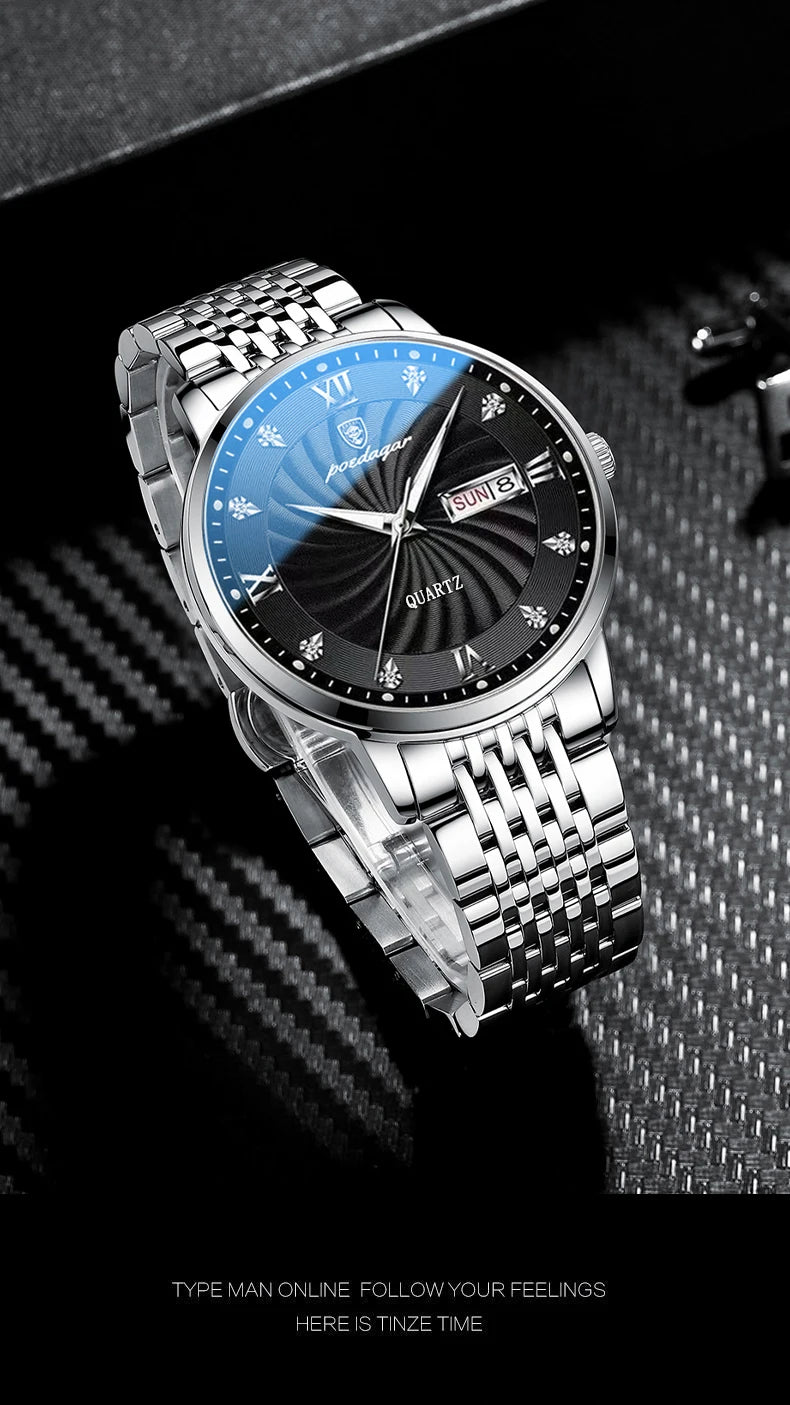 POEDAGAR Luxury Brand Man Watch Waterproof Luminous