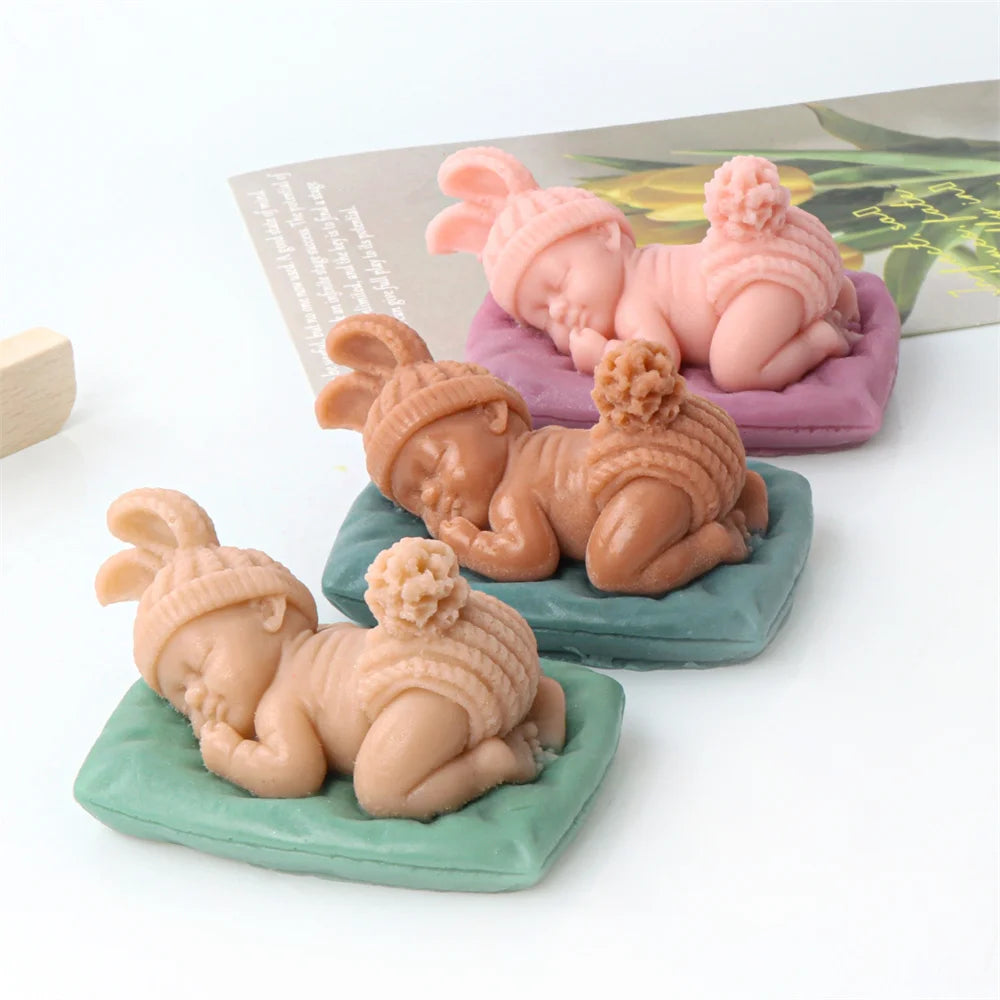 Cute Sleeping Baby Candle Mold 3D Baby Handmade Candle