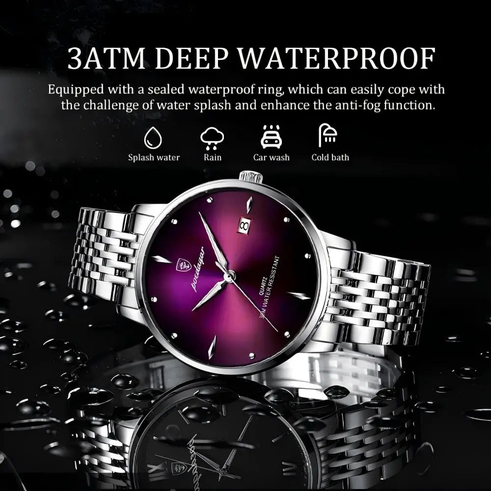 POEDAGAR Luxury Sports Men Watch Waterproof Luminous Stainless Steel