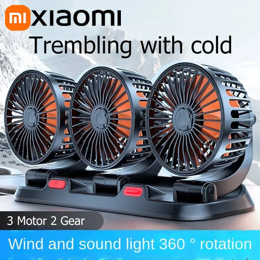 Xiaomi Car Fan 360° Adjustable 3 Head Air Fan Automotive Electric Fan
