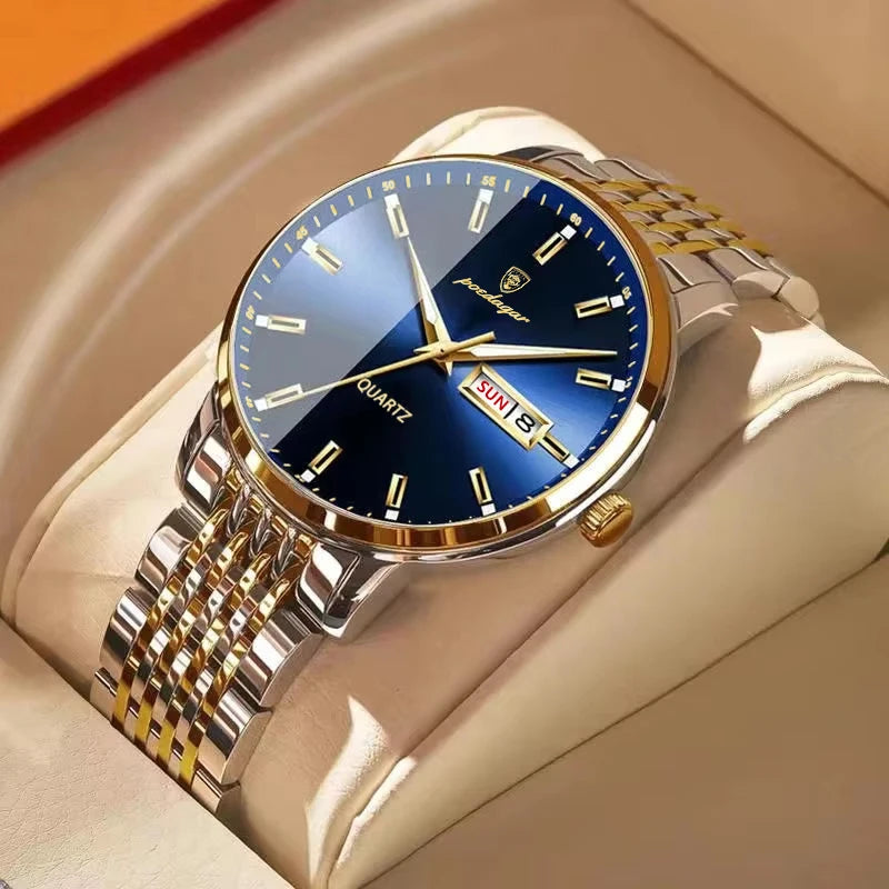 POEDAGAR Luxury Sports Men Watch Waterproof Luminous Stainless Steel