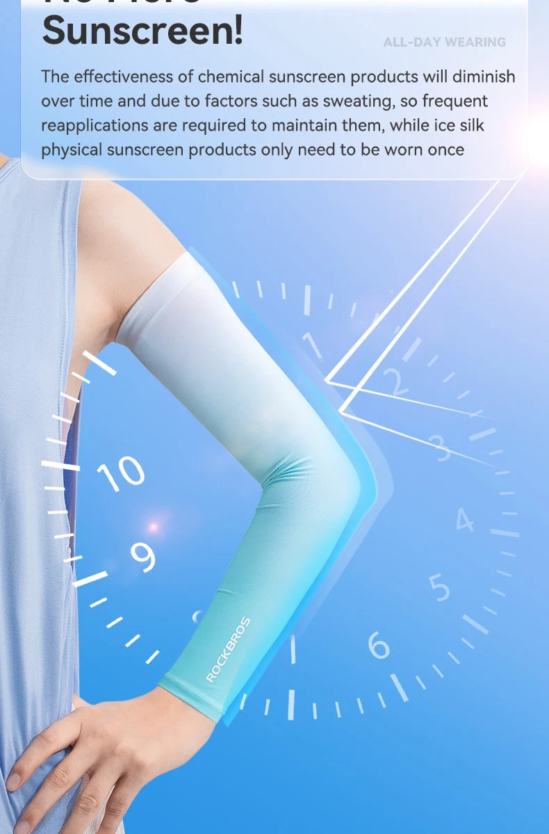 ROCKBROS Bicycle Arm Sleeves Ice Silk Sun UV Protection