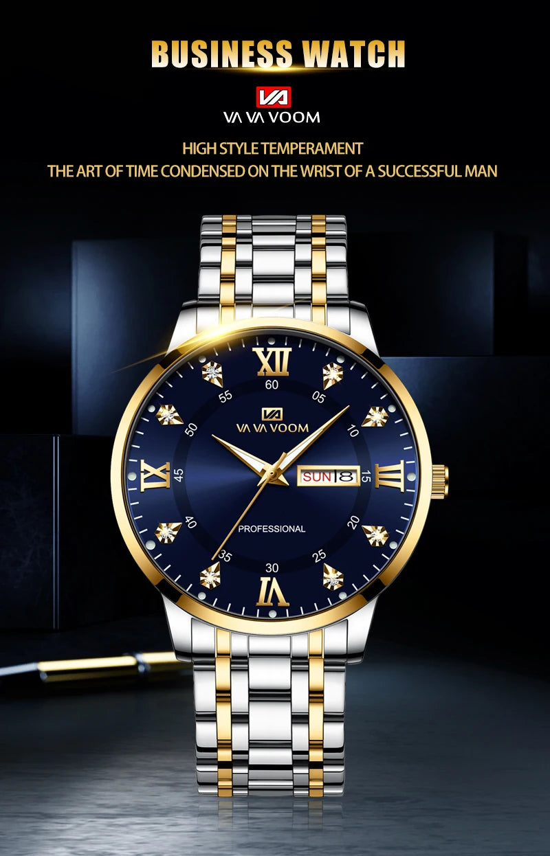 Stainless Steel Top Quailty Luxury Push Button Hidden Clasp Waterproof Luminous