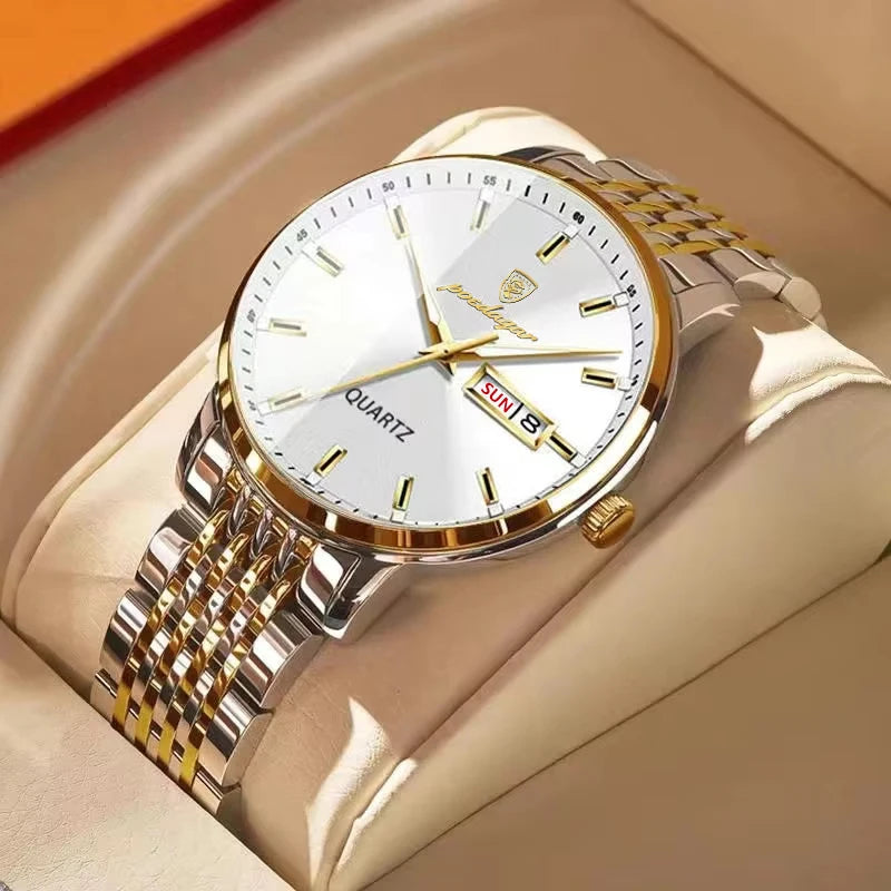 POEDAGAR Luxury Sports Men Watch Waterproof Luminous Stainless Steel