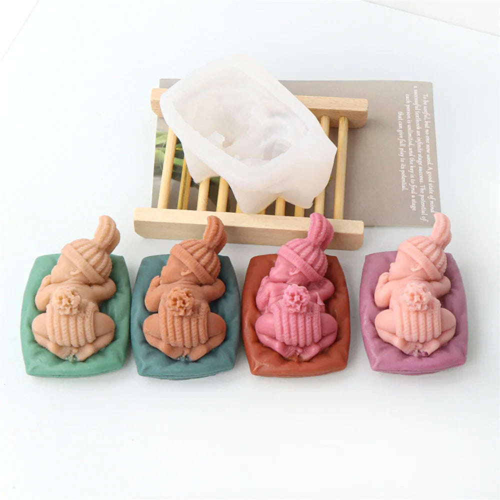 Cute Sleeping Baby Candle Mold 3D Baby Handmade Candle