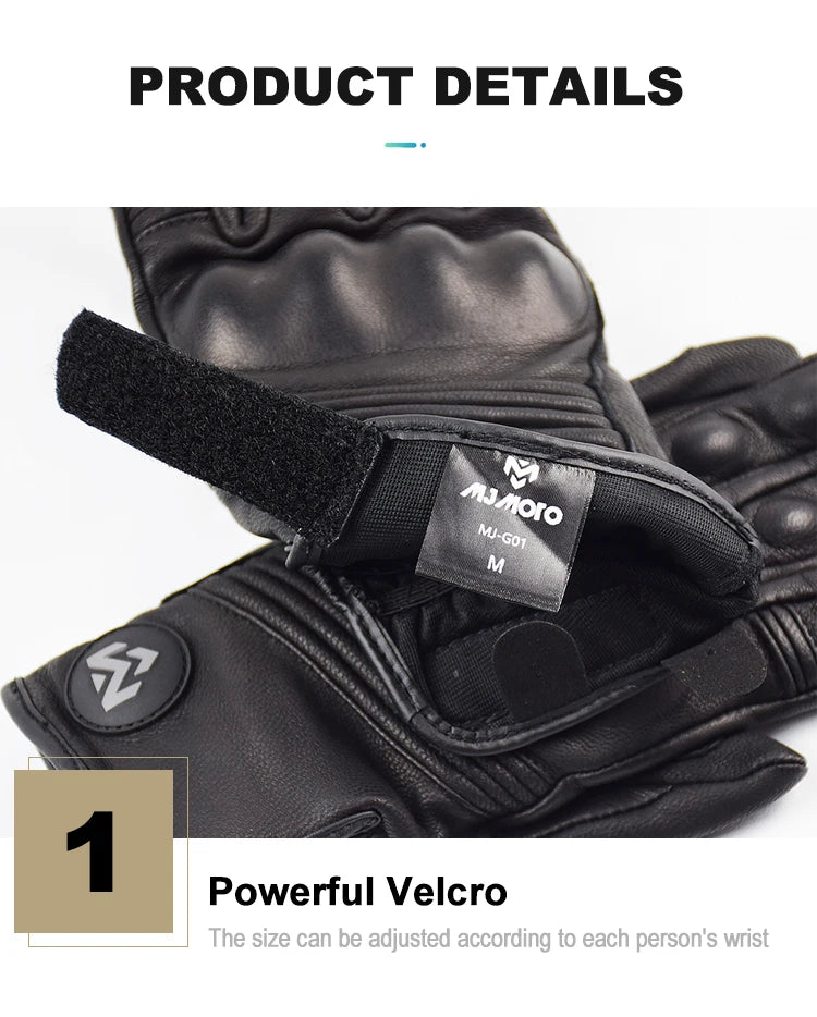 Men Retro Genuine Leather Motorcycle Gloves