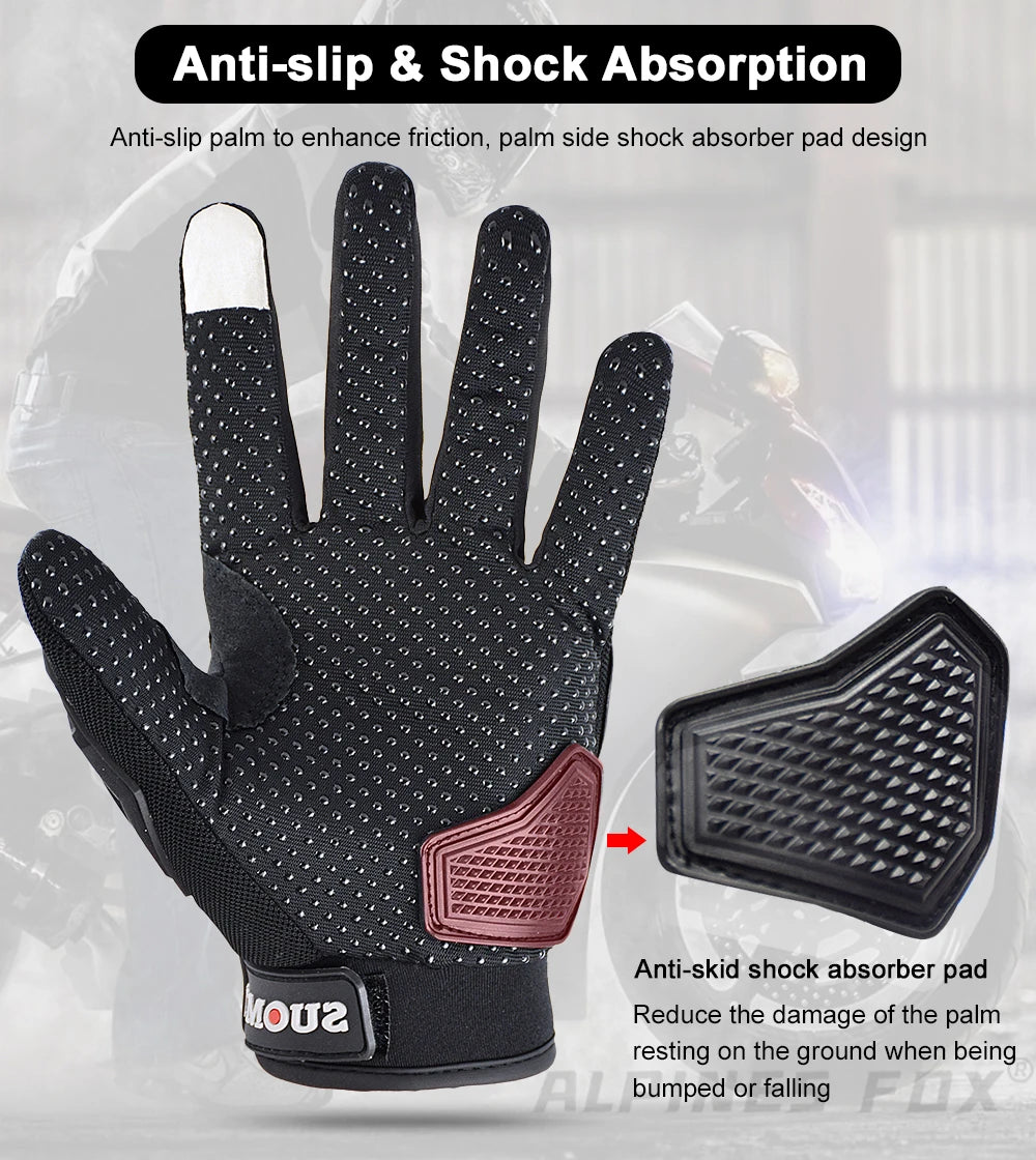 VEMAR Summer Motorcycle Gloves Men Black Full Finger Touchscreen