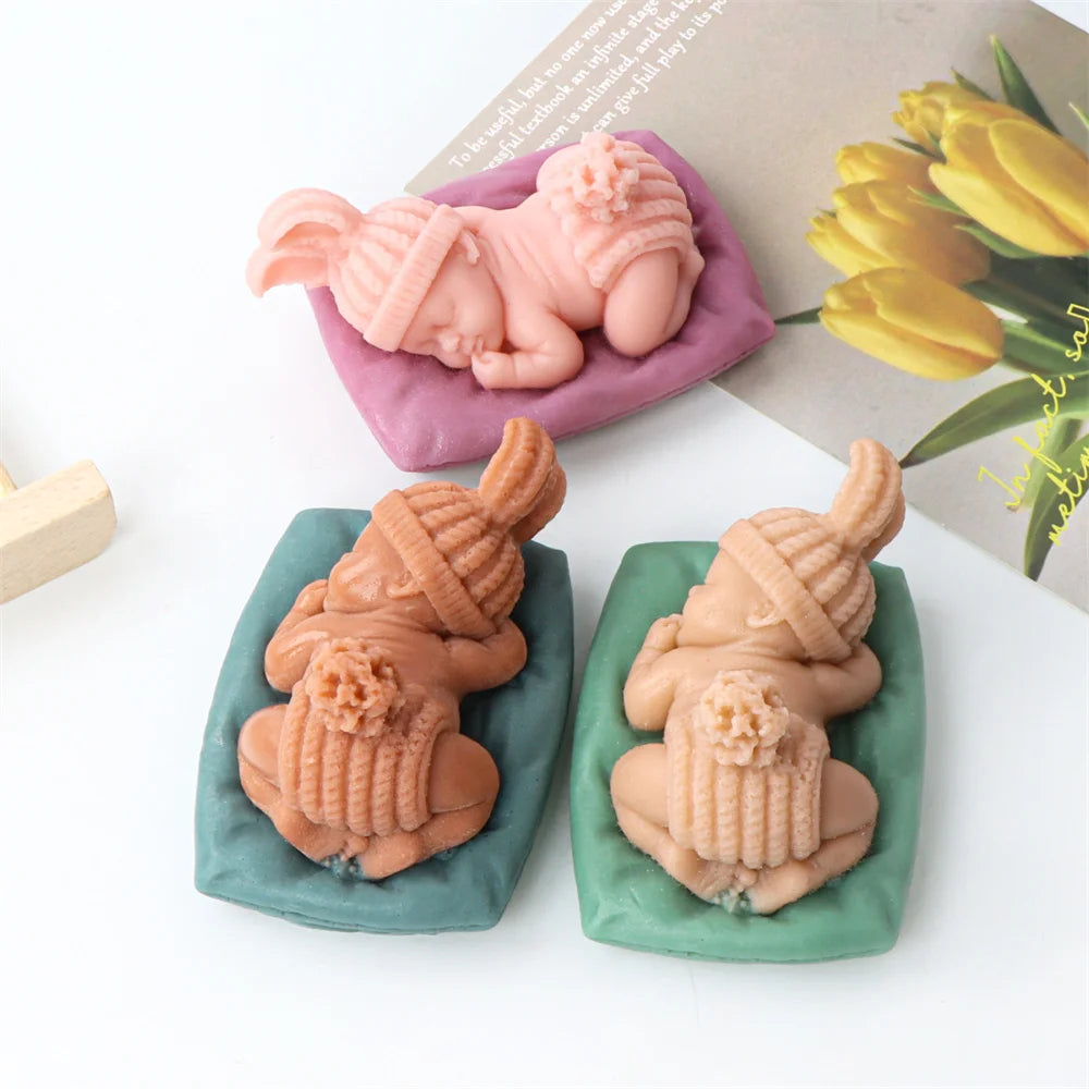 Cute Sleeping Baby Candle Mold 3D Baby Handmade Candle