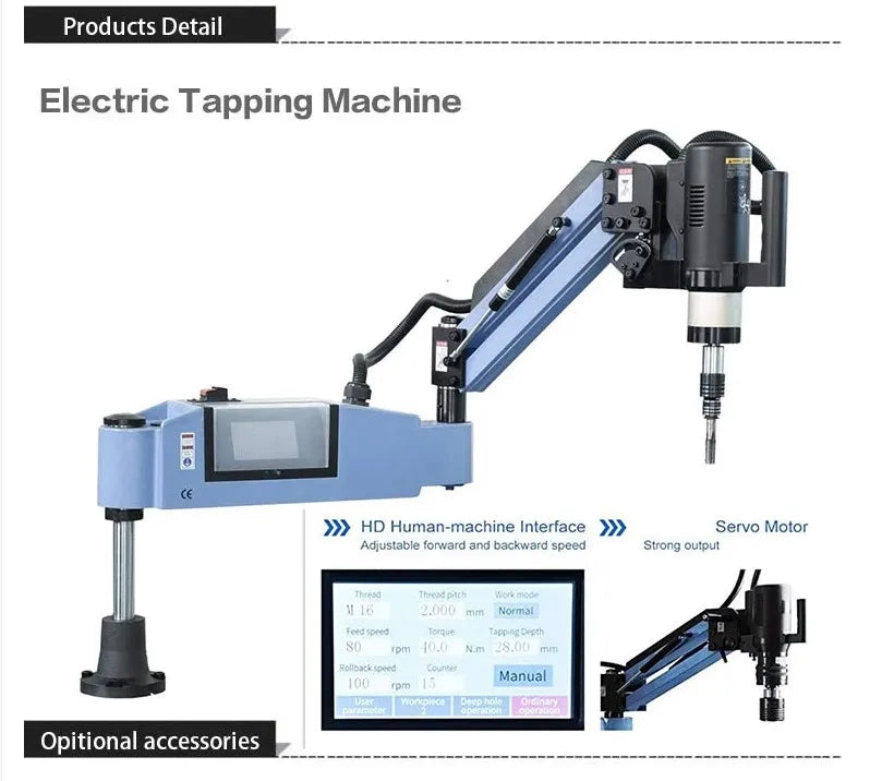 M3-M16 Hot CNC Automatic Flexible Arm Nut Screw Servo Electric Tapping Machine