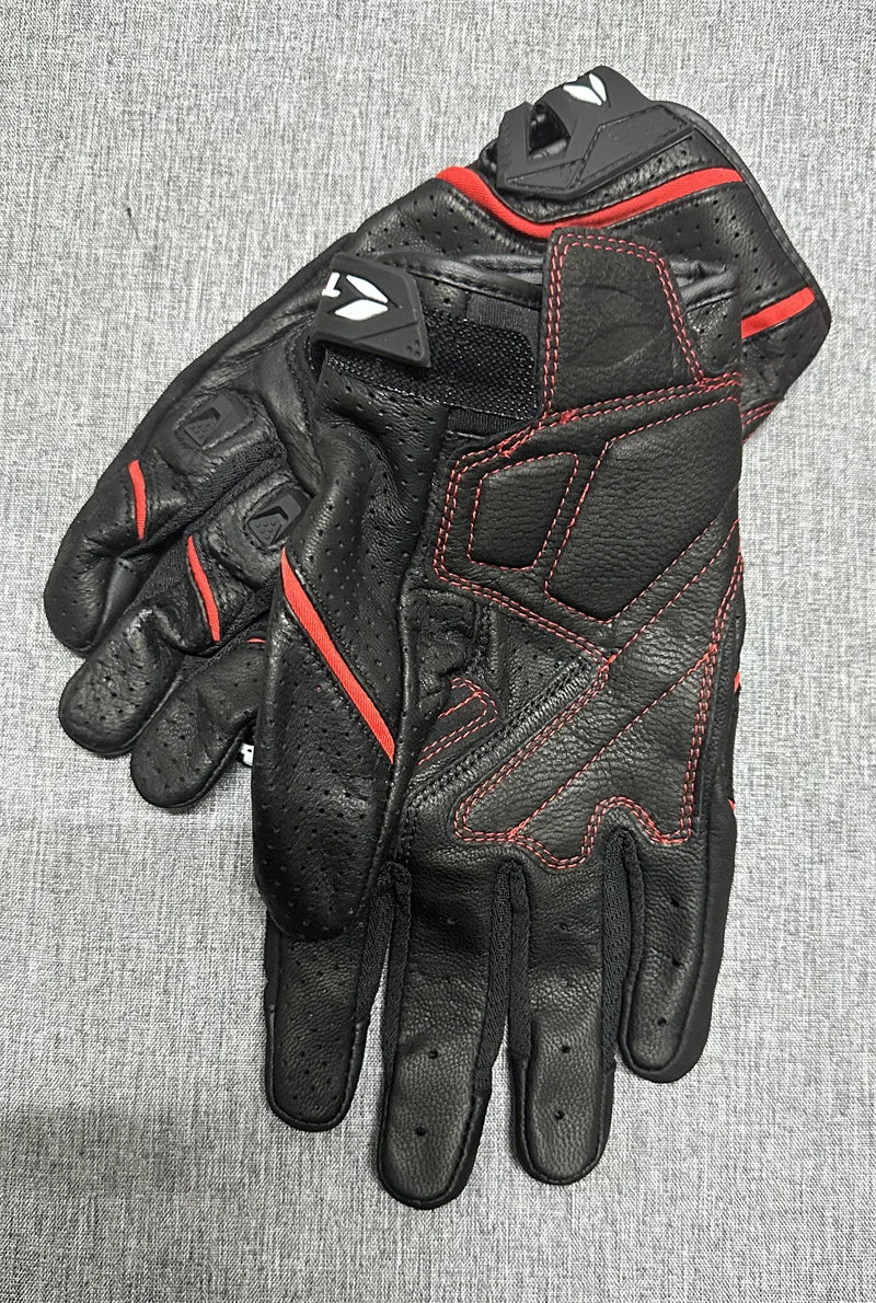 Motorcycle Gloves Black Racing Genuine Leather
