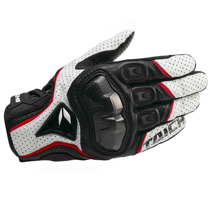 Motorcycle Gloves Black Racing Genuine Leather