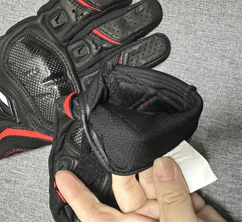 Motorcycle Gloves Black Racing Genuine Leather