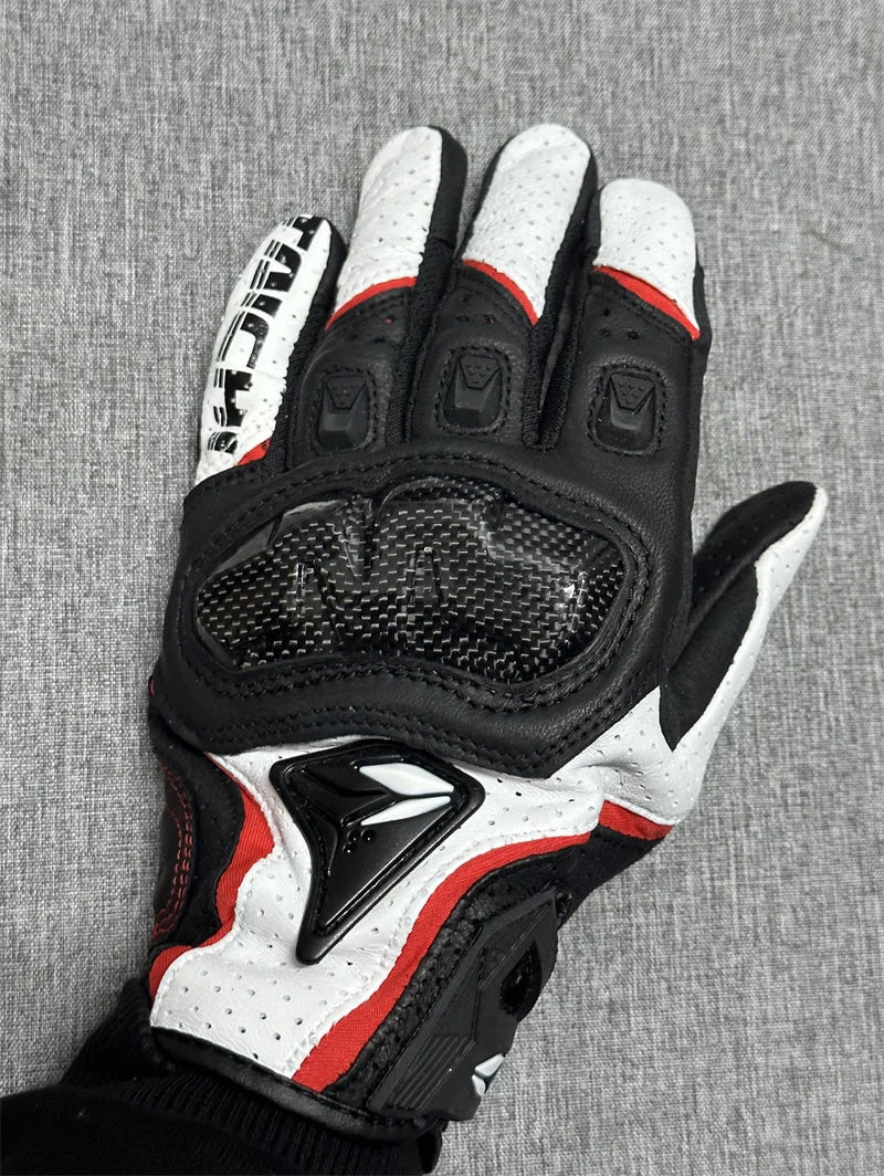 Motorcycle Gloves Black Racing Genuine Leather