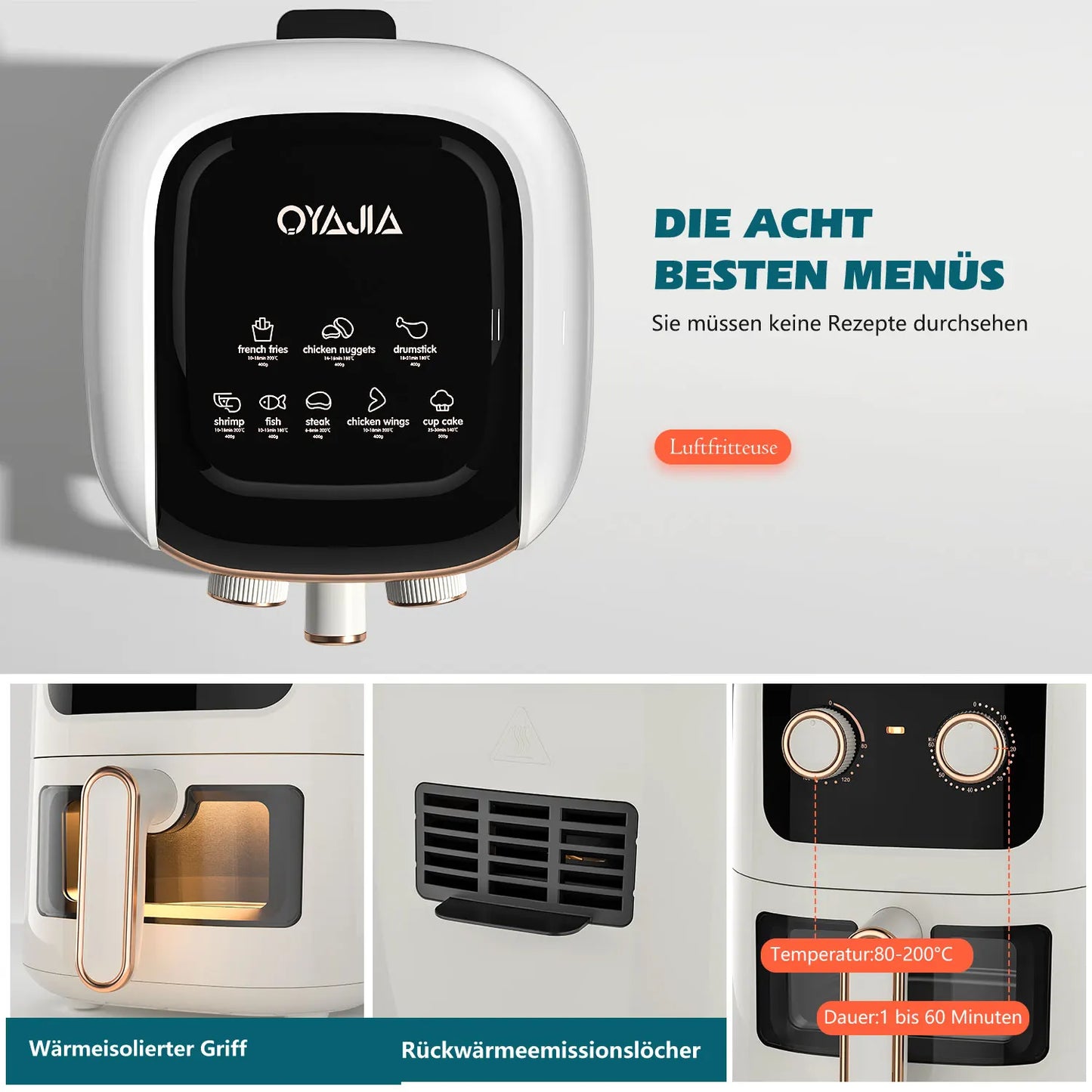 OYAJIA 5L Manual Air Fryer
