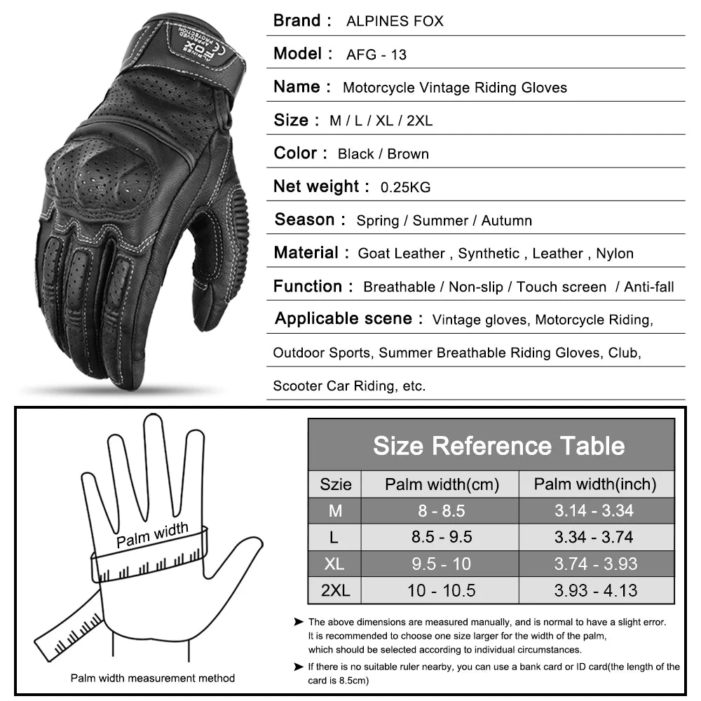 Summer Retro Perforated Leather Motorcycle Gloves