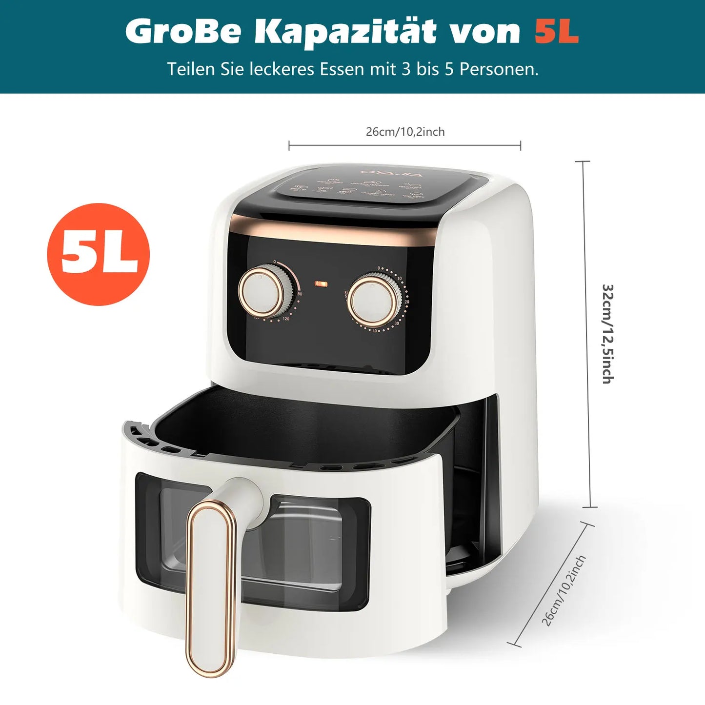 OYAJIA 5L Manual Air Fryer