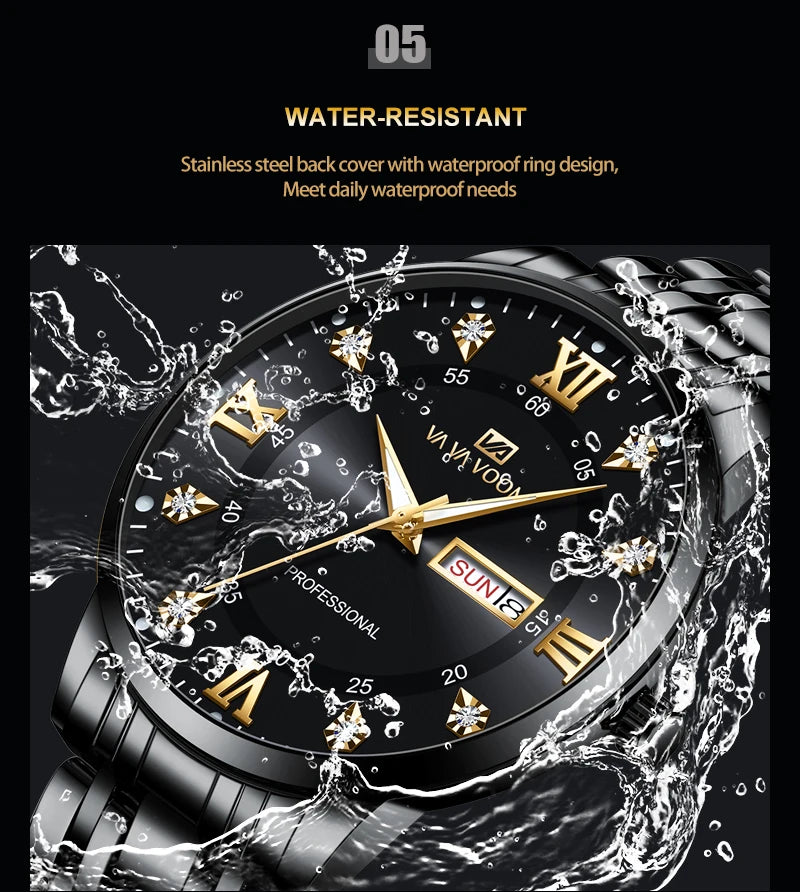 Stainless Steel Top Quailty Luxury Push Button Hidden Clasp Waterproof Luminous