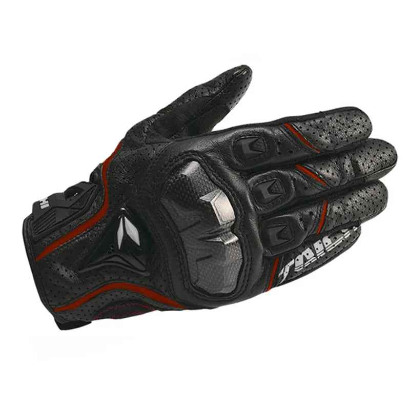 Motorcycle Gloves Black Racing Genuine Leather