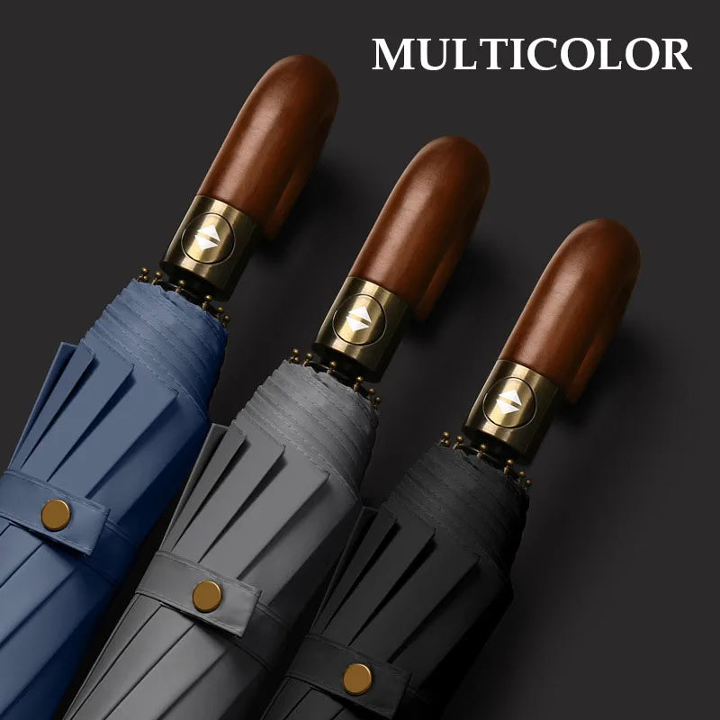 Large 24 Bone Solid Color Automatic Umbrella