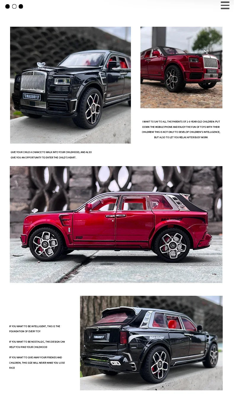1:24 Rolls Royce Cullinan Masory SUV Alloy Luxy Car Model