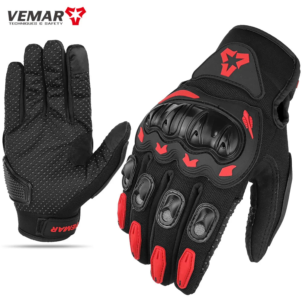 VEMAR Summer Motorcycle Gloves Men Black Full Finger Touchscreen