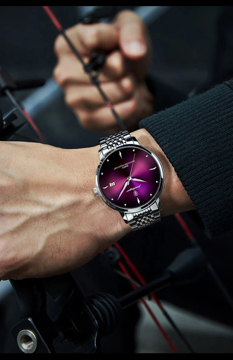 POEDAGAR Luxury Sports Men Watch Waterproof Luminous Stainless Steel