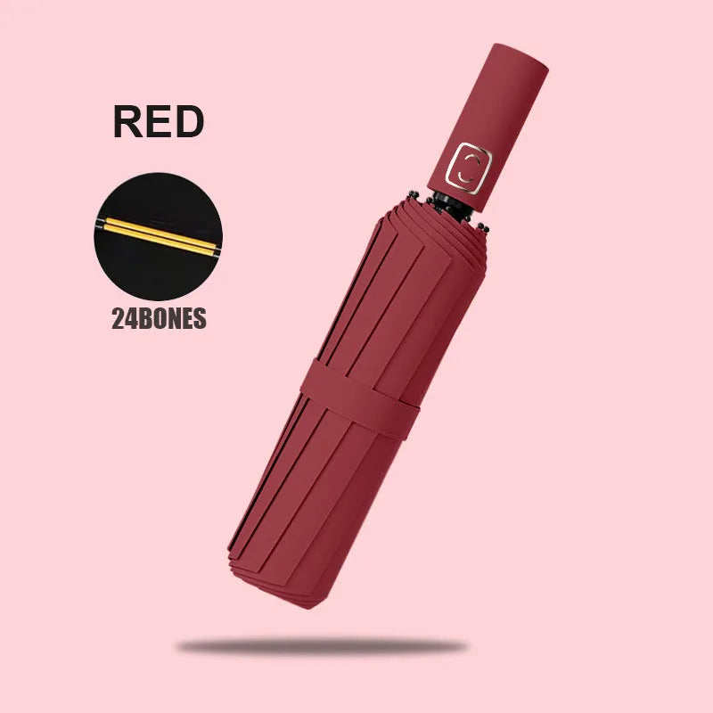 Large 24 Bone Solid Color Automatic Umbrella