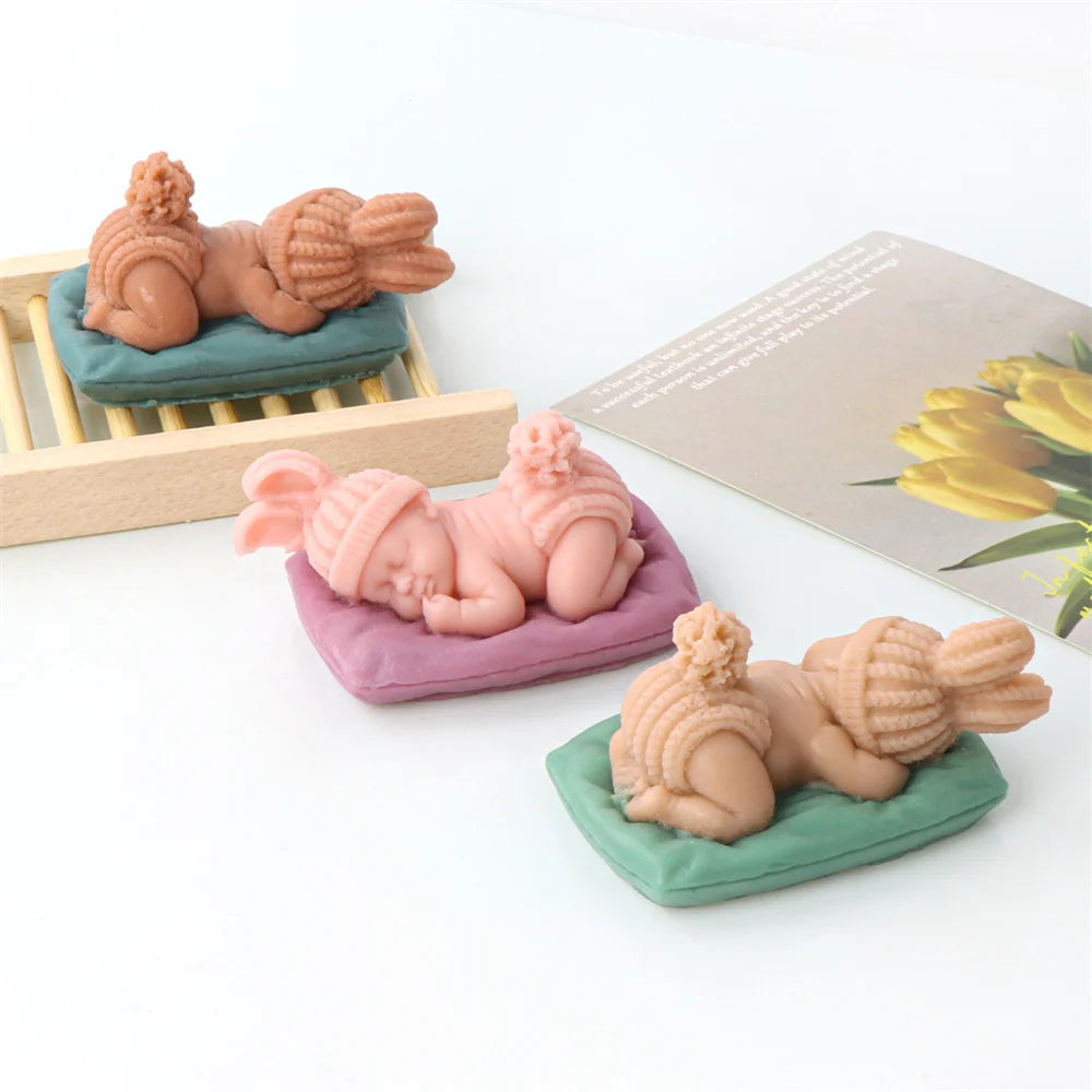 Cute Sleeping Baby Candle Mold 3D Baby Handmade Candle