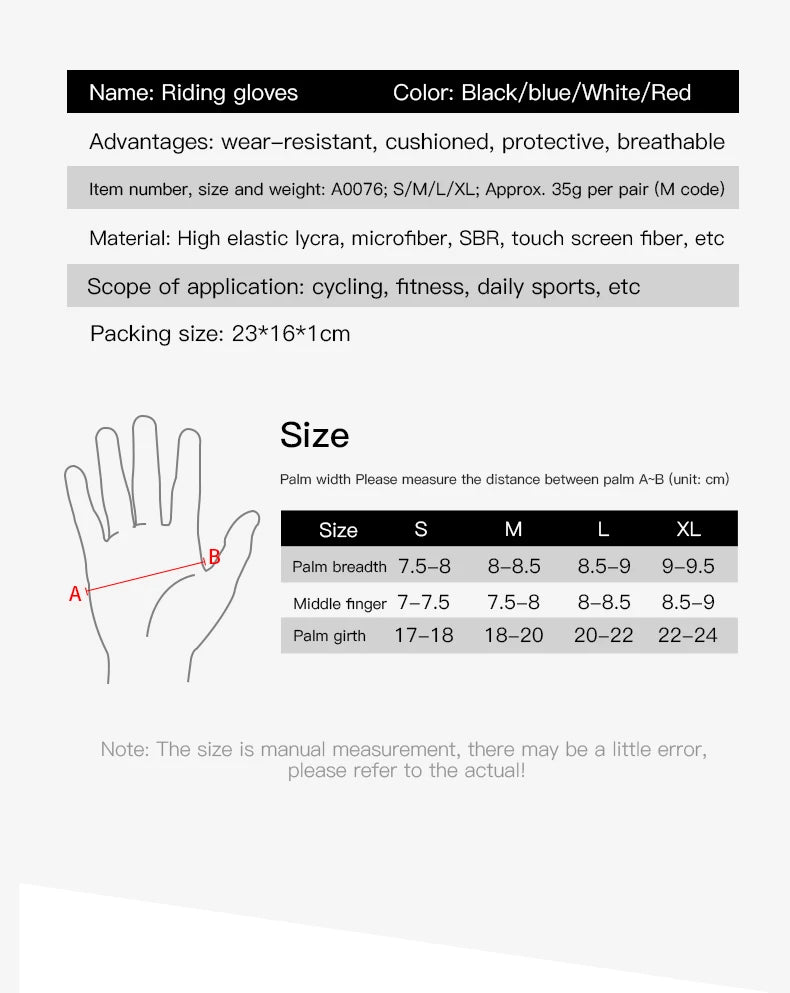Touch Screen Long Full Fingers Half Fingers Gel Sports Cycling Gloves