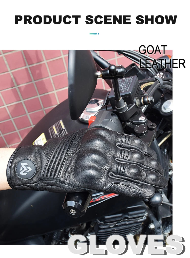 Men Retro Genuine Leather Motorcycle Gloves