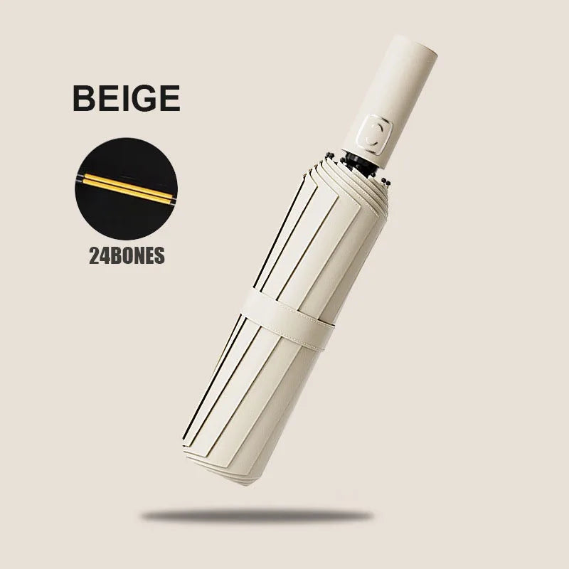 Large 24 Bone Solid Color Automatic Umbrella