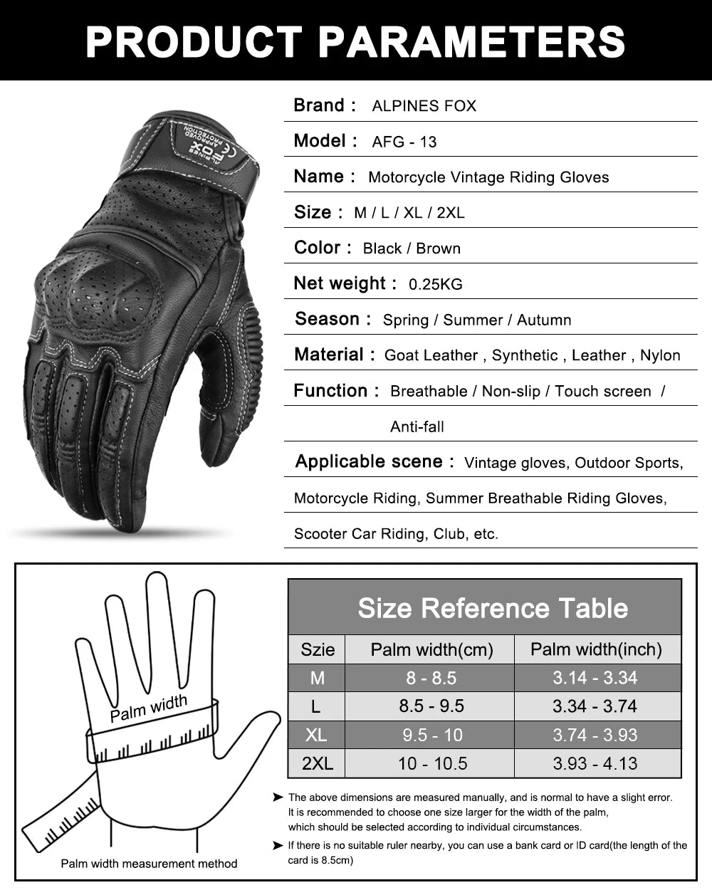 Summer Retro Perforated Leather Motorcycle Gloves
