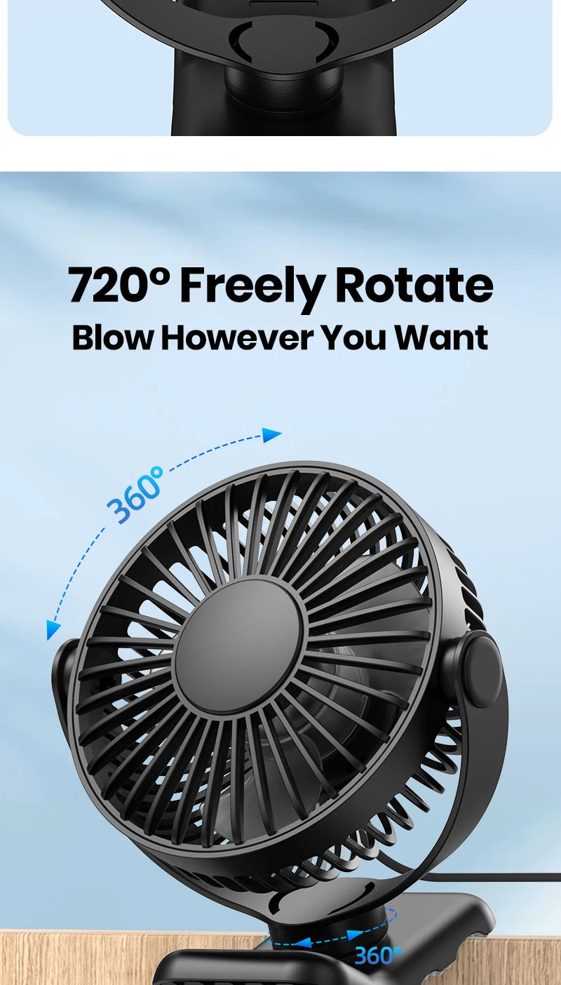 TOPK Mini Portable Clip on Fan