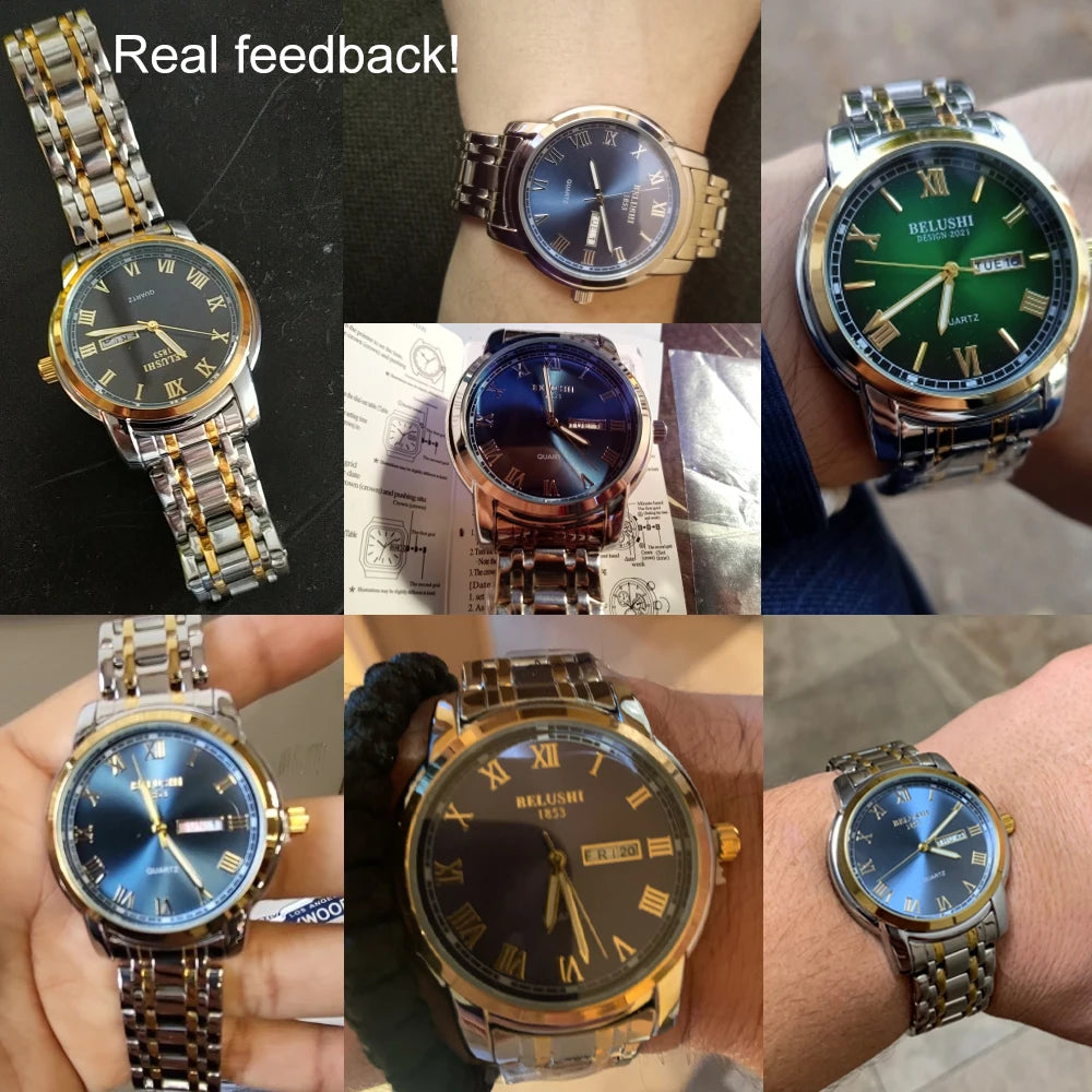 BELUSHI Top Brand Watch Men Stainless Steel