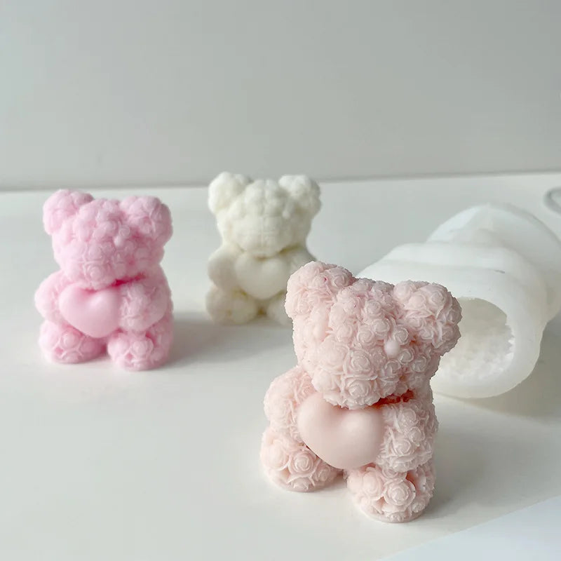 3D Bear Hug Love Silicone Candle