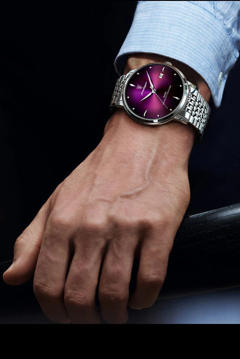 POEDAGAR Luxury Sports Men Watch Waterproof Luminous Stainless Steel