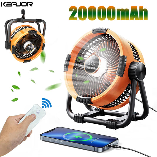 Camping Fan 20000mAh Rechargeable Portable Outdoor Camping Fan