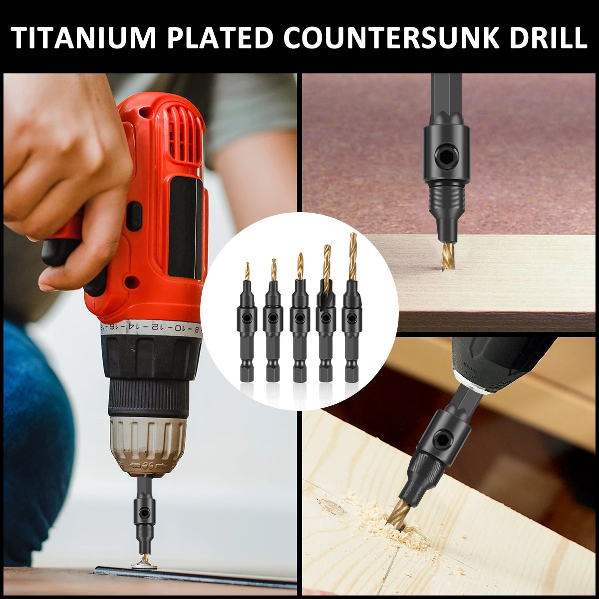 14Pcs Woodworking Countersink Drill Bit  Steel