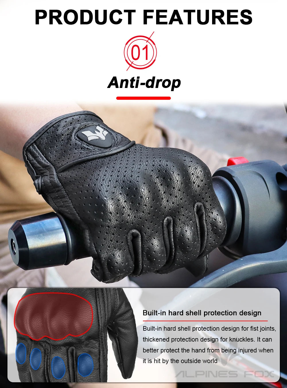Summer Retro Perforated Leather Motorcycle Gloves