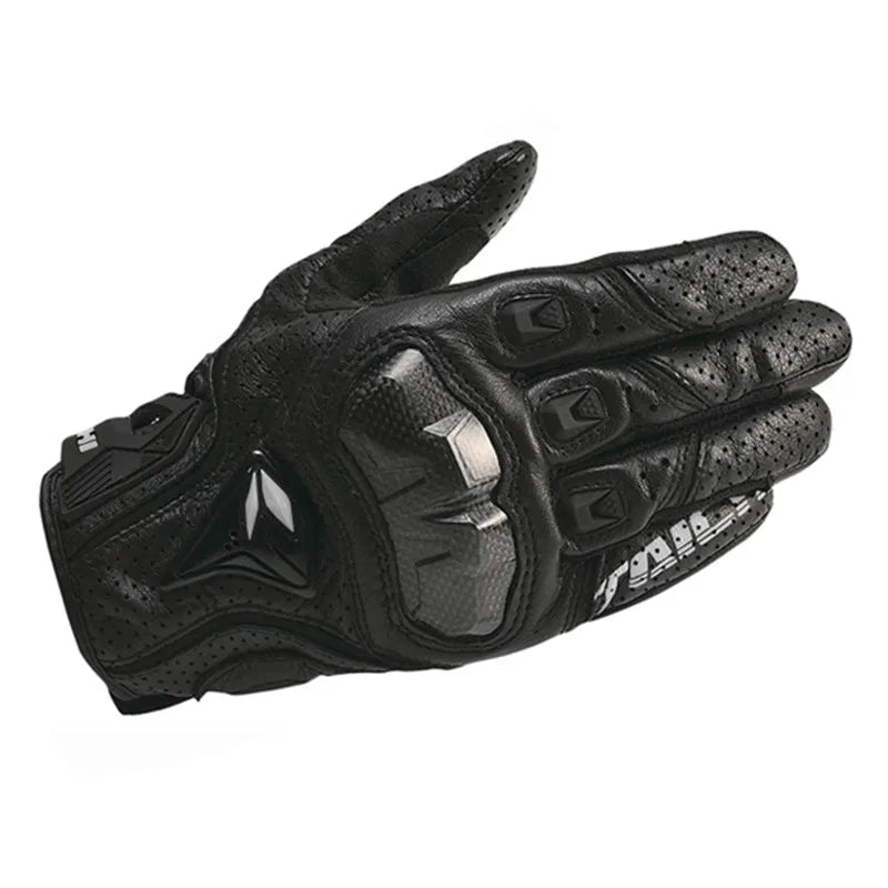 Motorcycle Gloves Black Racing Genuine Leather