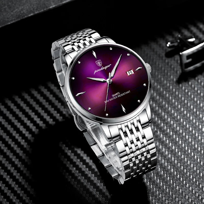 POEDAGAR Luxury Sports Men Watch Waterproof Luminous Stainless Steel
