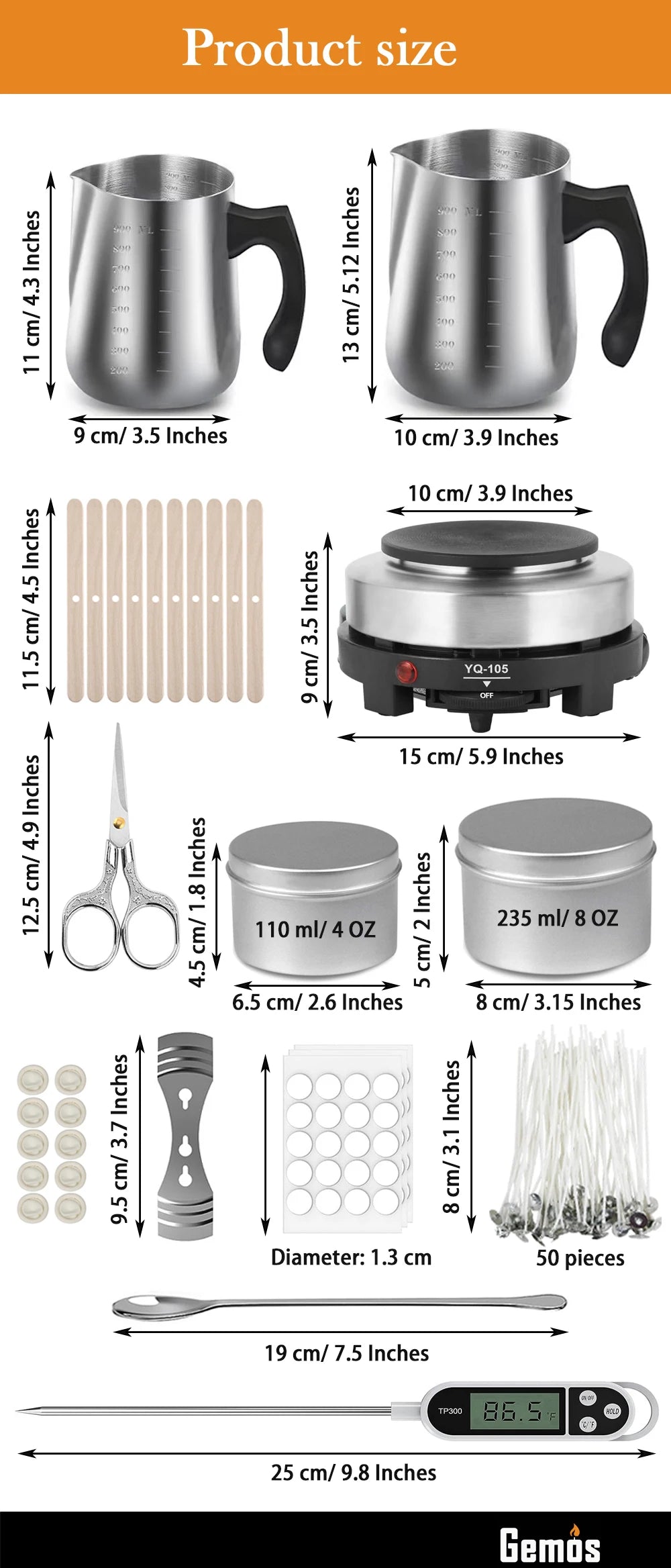 Gemos Candle Making Kit with 500W Electronic Stove
