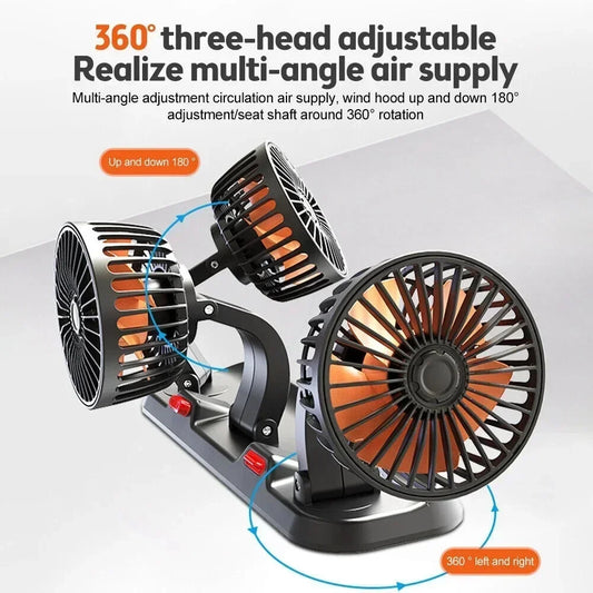 5V Triple Head Car Fan