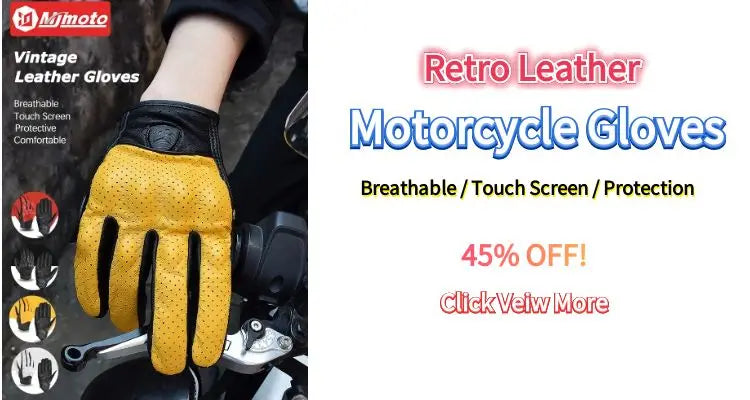 Men Retro Genuine Leather Motorcycle Gloves
