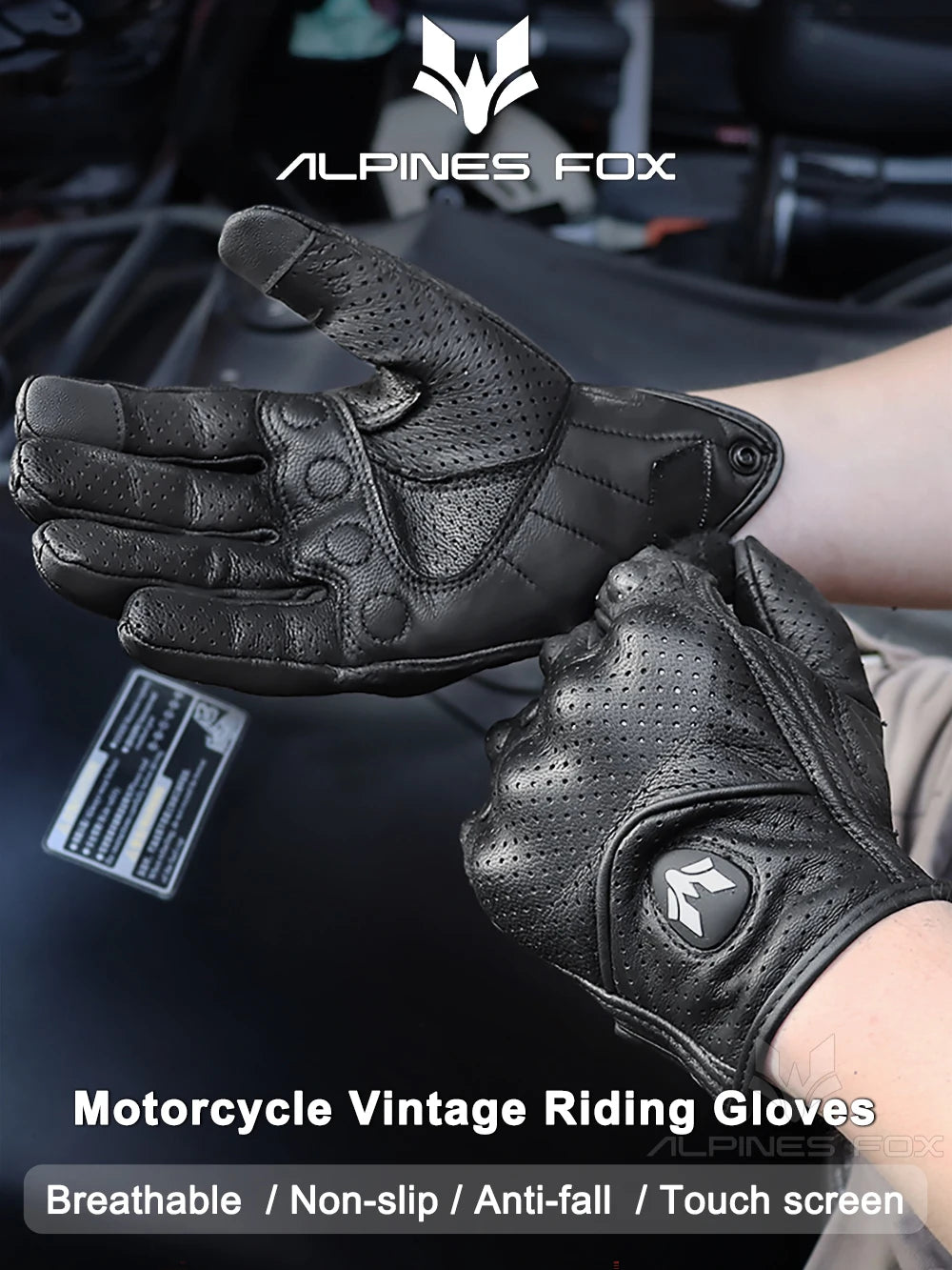 Summer Retro Perforated Leather Motorcycle Gloves