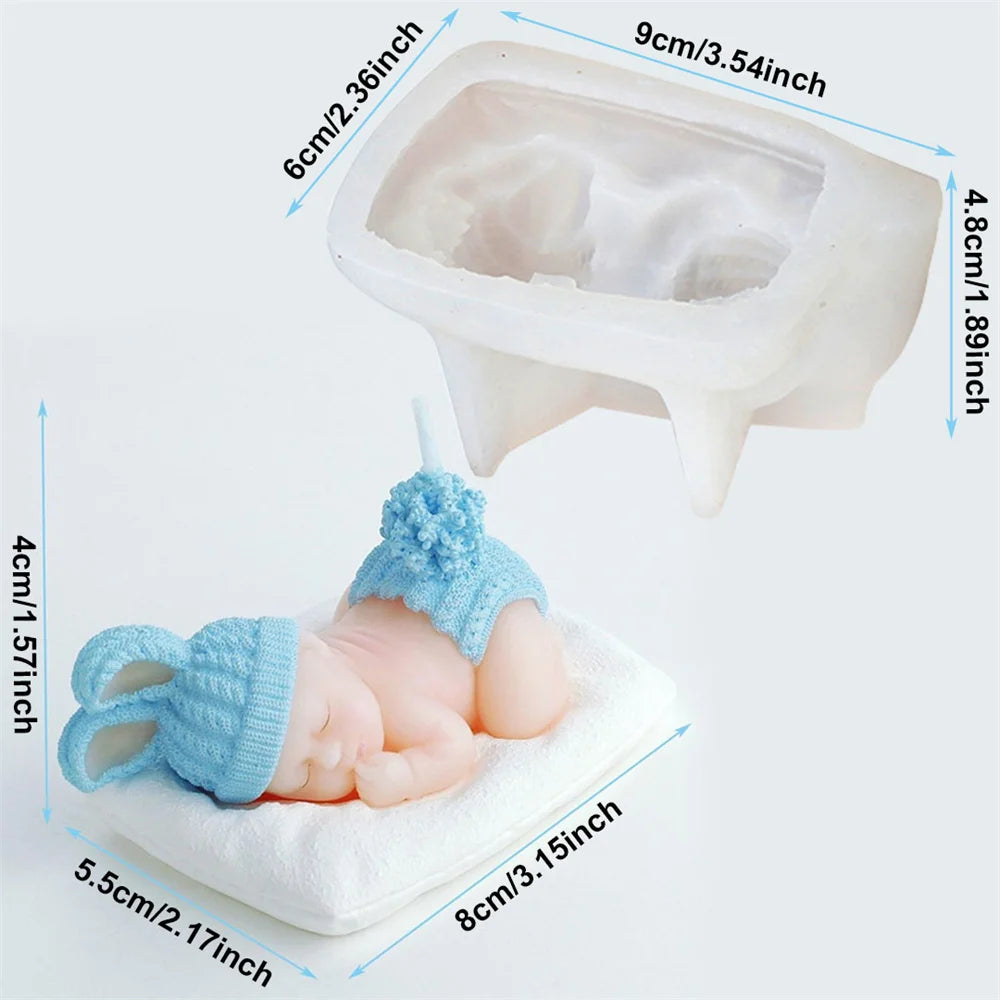 Cute Sleeping Baby Candle Mold 3D Baby Handmade Candle