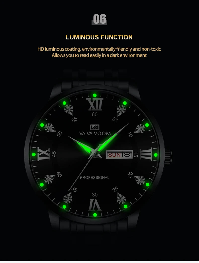 Stainless Steel Top Quailty Luxury Push Button Hidden Clasp Waterproof Luminous