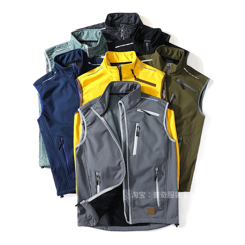 Golf Vest for Men Fleece Softshell Sports Outdoor Hiking Vest